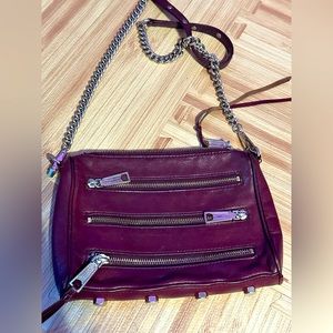 ❌SOLD❌ Purple / Burgundy Rebecca Minkoff studded chain & faux leather crossbody